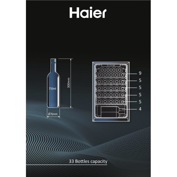 Refurbished Haier HWS33GG Freestanding 33 Bottle Single Zone Wine Cooler Black
