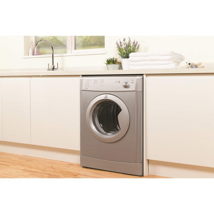 Refurbished Indesit IDV75S EcoTime Freestanding Vented 7KG Tumble Dryer - Silver