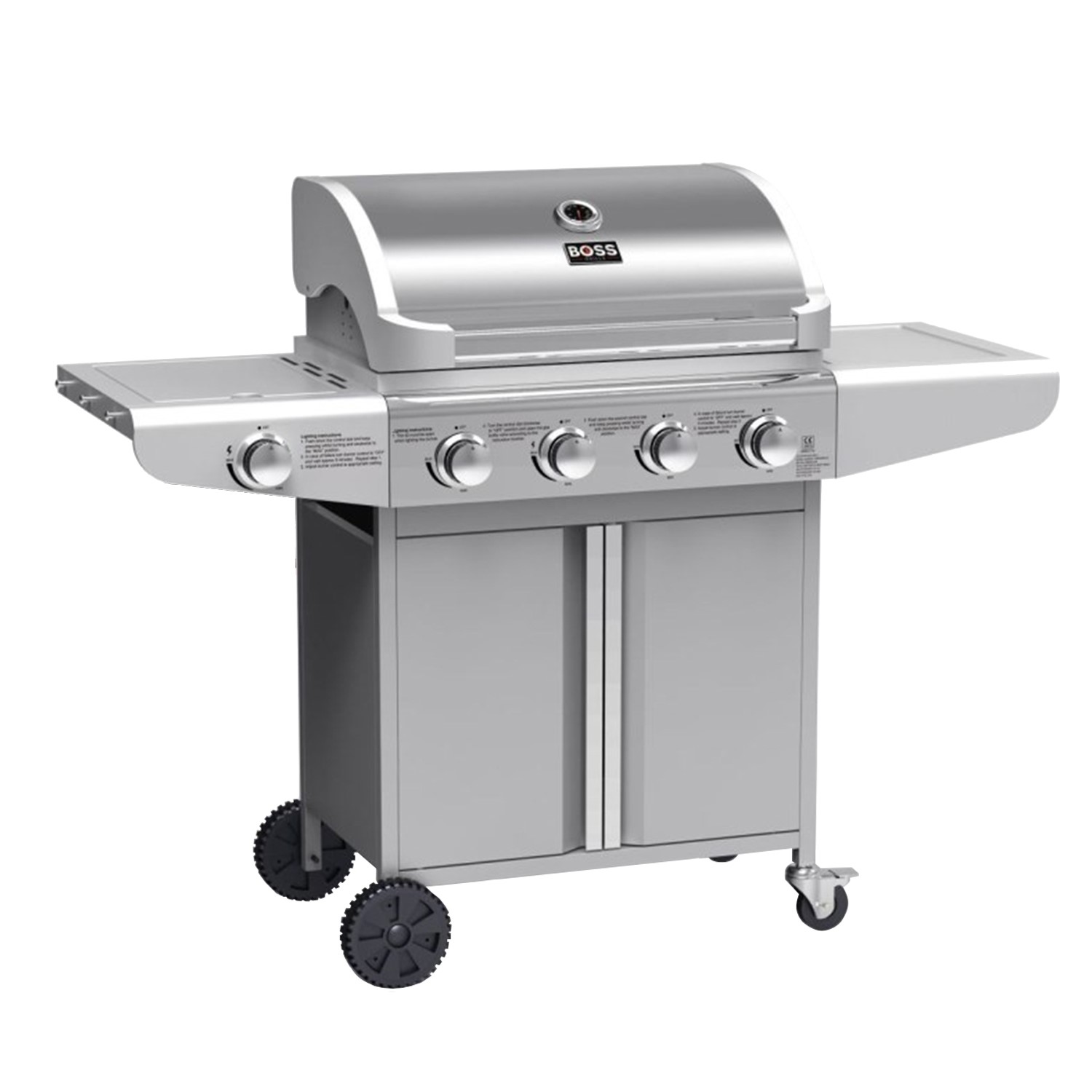 premium 4 burner gas bbq with side burner