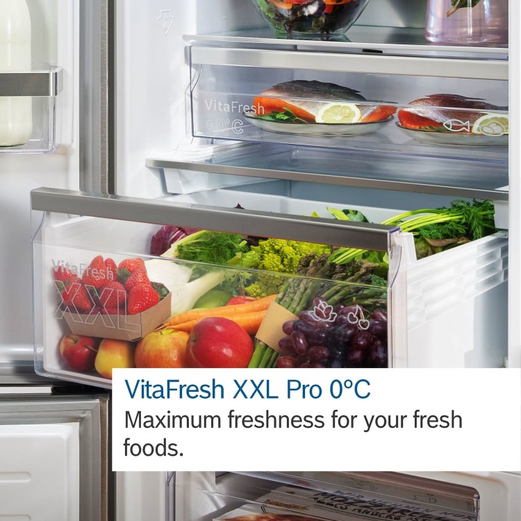 Bosch Series 4 221 Litre 60/40 Freestanding Fridge Freezer With VitaFresh XXL - Stainless Steel