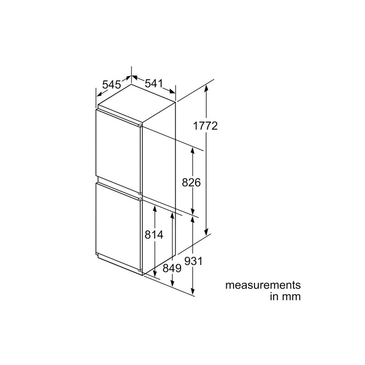 Refurbished NeffN50 KI5852FF0G Integrated 261 Litre 50/50 Low Frost Fridge Freezer White