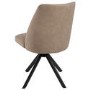 Rectangular Black Extendable Dining Table Set with 6 Beige Faux Leather Swivel Chairs - Seats 6 - Carson
