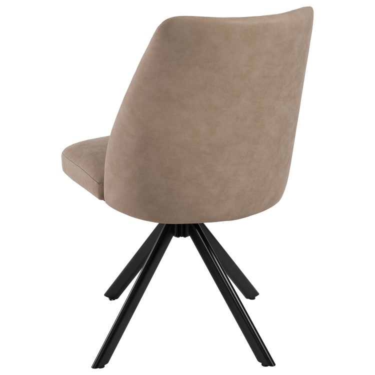 Rectangular Black Extendable Dining Table Set with 6 Beige Faux Leather Swivel Chairs - Seats 6 - Carson