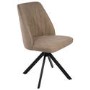 Rectangular Black Extendable Dining Table Set with 6 Beige Faux Leather Swivel Chairs - Seats 6 - Carson