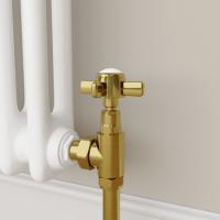 Refurbished Maesta Brushed Brass Traditional Manual Angled Radiator Valves (pair)