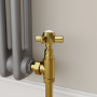 Refurbished Maesta Brushed Brass Traditional Manual Angled Radiator Valves (pair)