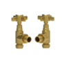 Refurbished Maesta Brushed Brass Traditional Manual Angled Radiator Valves (pair)