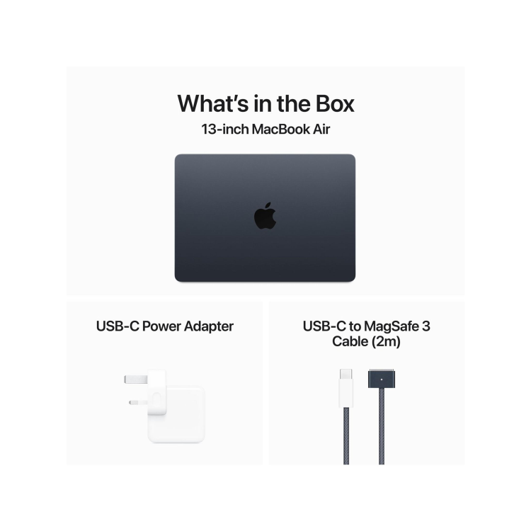 Apple MacBook Air 13.6 Inch M3 8GB RAM 256GB SSD 2025 - Midnight