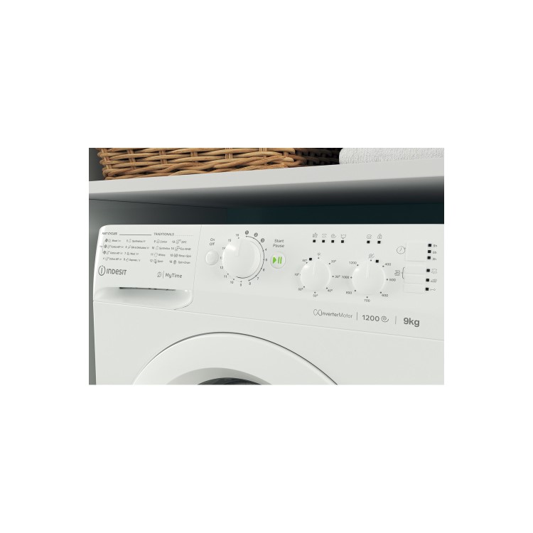 Indesit 9kg 1200rpm Freestanding Washing Machine With Quiet Inverter Motor - White