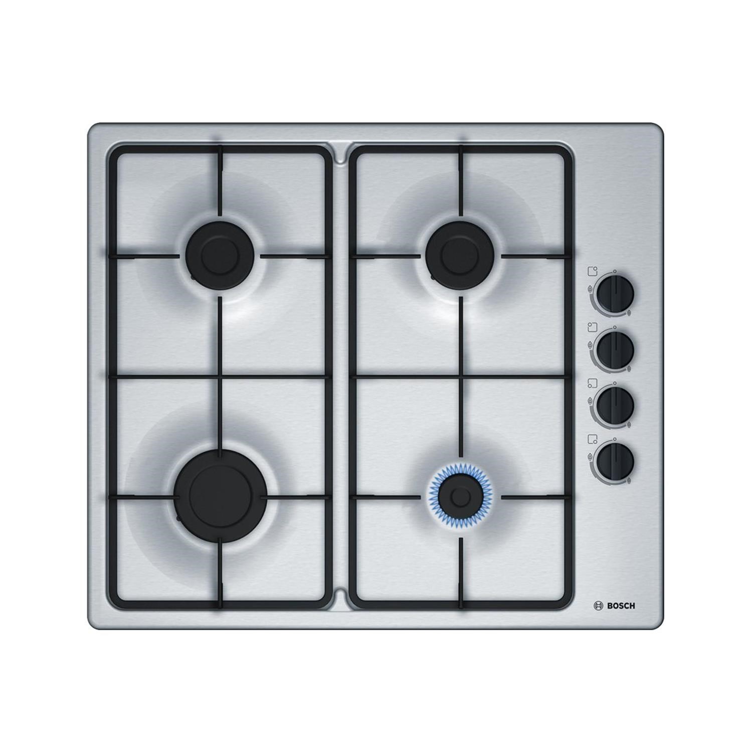 Refurbished Bosch Serie 2 PBP6B5B60 58cm 4 Burner Gas Hob Stainless Steel BuyItDirect.ie