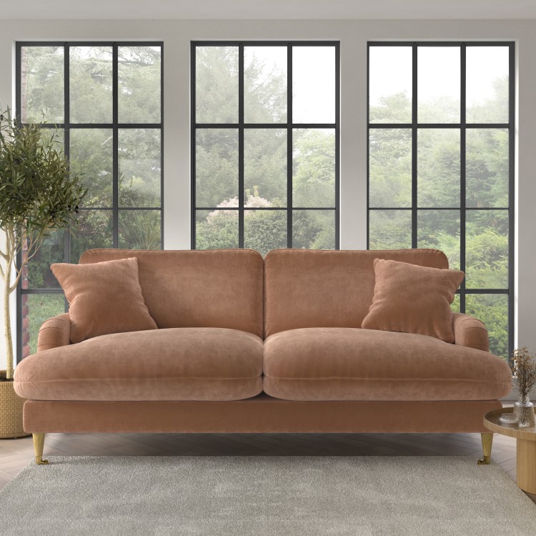 Rose Fabric 3 Seater Feather Filled Sofa - Payton Premium