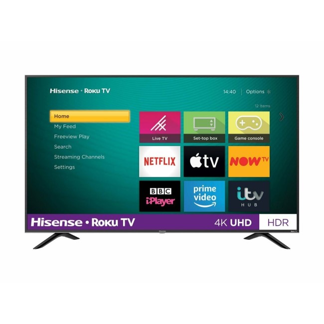 Refurbished Hisense Roku 43" 4K Ultra HD with HDR LED Freeview Play Smart TV without Stand