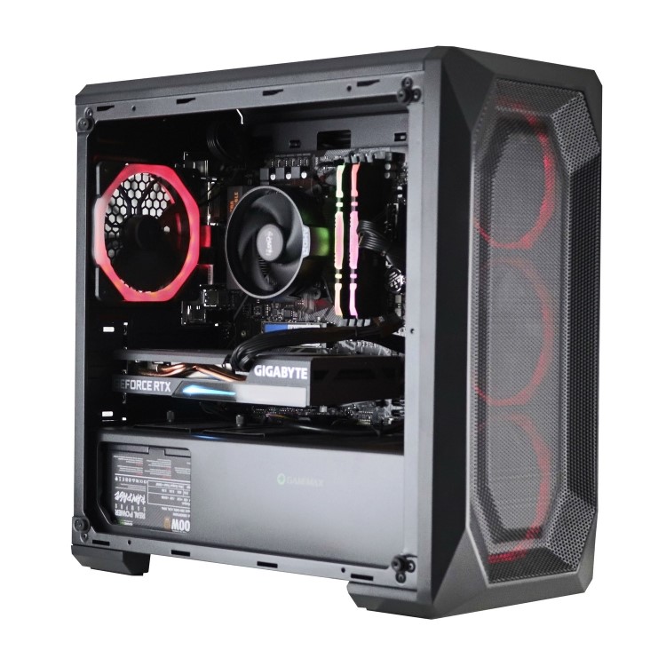 Refurbished React Hunter AMD Ryzen 5 5600X 16GB 500GB RTX 3060 Windows 10 Gaming Desktop
