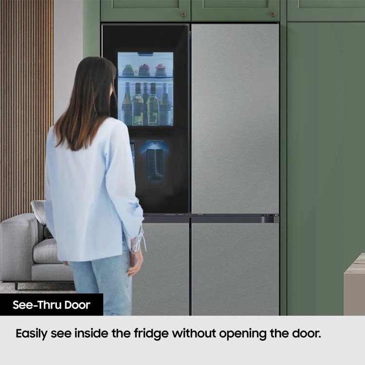 Refurbished Samsung Bespoke RF65DB970E22EU Freestanding 645 Litre Frost Free American Fridge Freezer Black