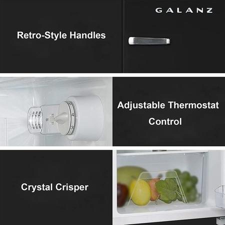 Refurbished Galanz Retro RFFK006B Freestanding 215 Litre Fridge Freezer Black 
