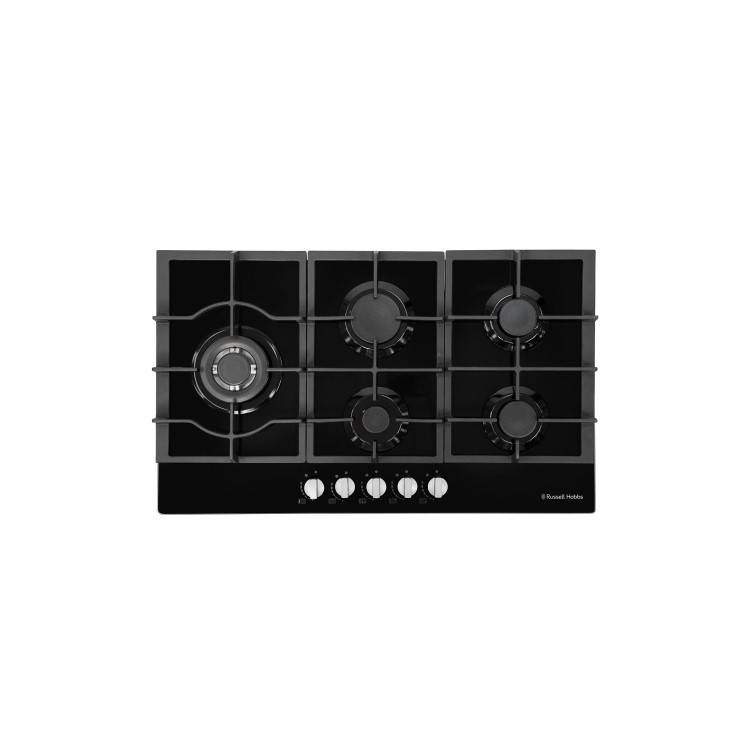Russell Hobbs RH75GH601B Black Glass 75cm Wide 5 Burner Gas Hob