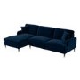Navy Velvet Left Hand Facing 4 Seater Chaise Corner Sofa - Payton