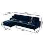 Navy Velvet Left Hand Facing 4 Seater Chaise Corner Sofa - Payton