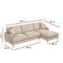 Beige Fabric Right Hand Facing 4 Seater Chaise Corner Sofa - Payton