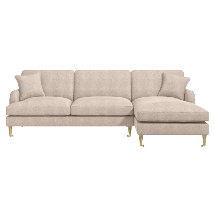 Beige Fabric Right Hand Facing 4 Seater Chaise Corner Sofa - Payton