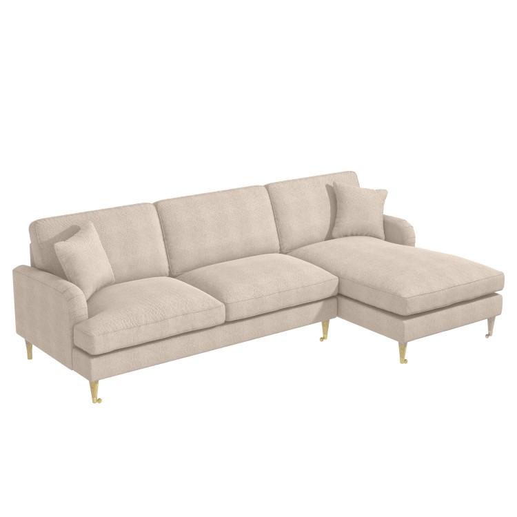 Beige Fabric Right Hand Facing 4 Seater Chaise Corner Sofa - Payton