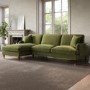 Olive Green Velvet Left Hand Facing 4 Seater Chaise Corner Sofa - Payton