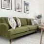 Olive Green Velvet Left Hand Facing 4 Seater Chaise Corner Sofa - Payton