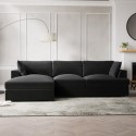 SOF176 Dark Grey Velvet Left Hand 4 Seater Chaise Corner Sofa - August