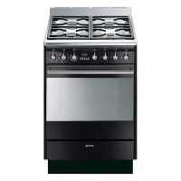 Refurbished Smeg Concert 60cm Dual Fuel Cooker - Gloss Black