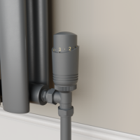 Refurbished - Elego Anthracite Gray Modern TRV Angled Thermostatic Radiator Valves With Lockshield