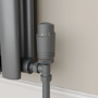 Refurbished - Elego Anthracite Gray Modern TRV Angled Thermostatic Radiator Valves With Lockshield