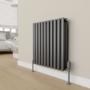Refurbished - Elego Anthracite Gray Modern TRV Angled Thermostatic Radiator Valves With Lockshield