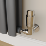 Refurbished Elego Chrome Modern TRV Corner Thermostatic Radiator Valves With Lockshield