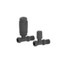 Refurbished - Elego Anthracite Gray Modern TRV Straight Thermostatic Radiator Valves With Lockshield