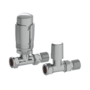 Refurbished - Elego Chrome Modern TRV Straight Thermostatic Radiator Valves With Lockshield