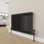Refurbished - Maesta Matte Black Traditional TRV Angled Thermostatic Radiator Valves With Lockshield