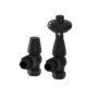 Refurbished - Maesta Matte Black Traditional TRV Angled Thermostatic Radiator Valves With Lockshield