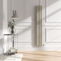 Refurbished Linen Vertical Smart Electric Radiator with Wi-Fi Thermostat - 1.2KW - H1600xW236 - Bathroom Safe