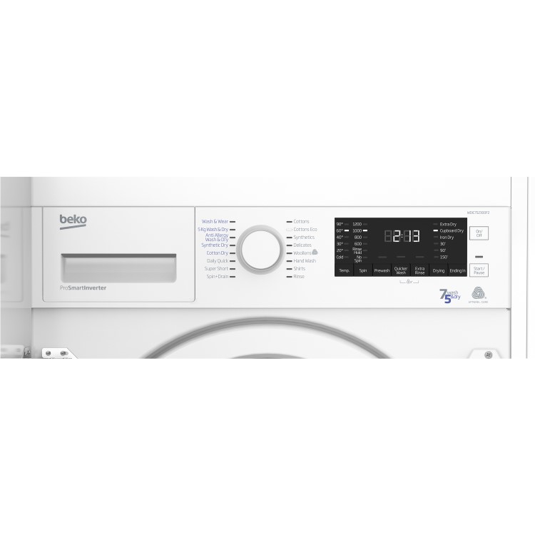 Refurbished Beko WDIC752300F2 Integrated 7/5KG 1200 Spin Washer Dryer White