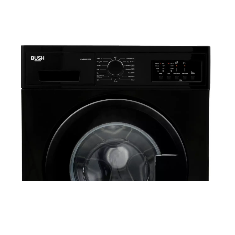 Refurbished Bush WMNB812EB Freestanding 8KG 1200 Spin Washing Machine - Black