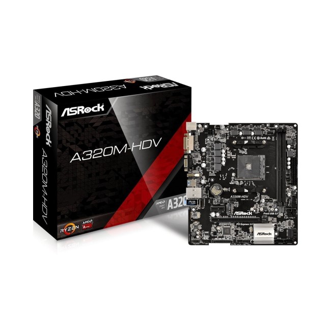 Asrock A320M-HDV AMD A320 AM4 Micro ATX 2 DDR4 VGA DVI HDMI M.2 RAID