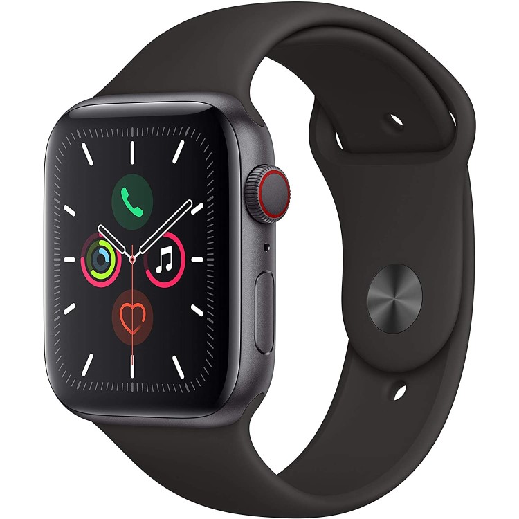 Refurbished Apple Watch Series 5 44mm Space Grey Aluminium with Black Sports Band