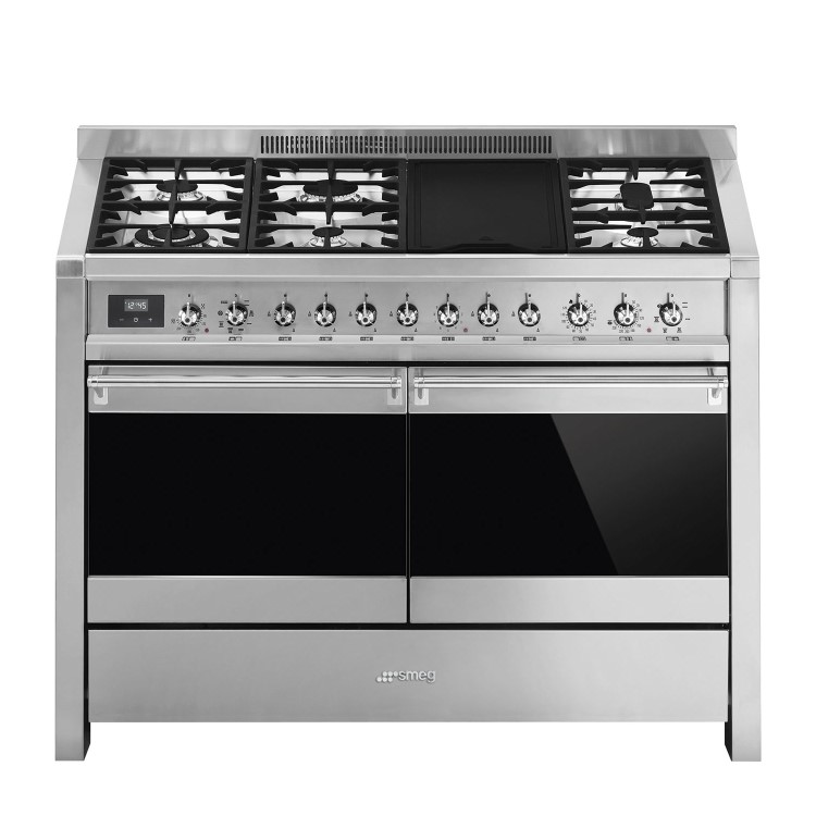 Refurbished Smeg Opera 120cm Dual Fuel Range Cooker with Electric Griddle Stainless Steel