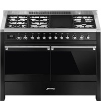 Smeg Opera 120cm Dual Fuel Range Cooker with Electric Griddle - Black