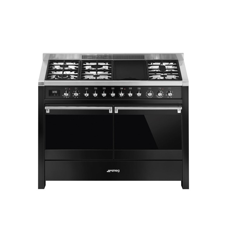 Smeg Opera 120cm Dual Fuel Range Cooker with Electric Griddle - Black
