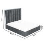 Grey Velvet Double Ottoman Bed with High Headboard - Aaliyah