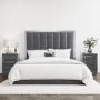 Grey Velvet King Size Ottoman Bed with High Headboard - Aaliyah
