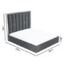 Grey Velvet King Size Ottoman Bed with High Headboard - Aaliyah