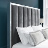 Grey Velvet King Size Ottoman Bed with High Headboard - Aaliyah