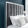 Grey Velvet King Size Ottoman Bed with High Headboard - Aaliyah
